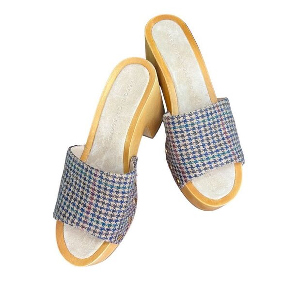 Veronica Beard Hannalee Hazelwood Houndstooth Wooden Clog NWB Size 6 1/2 - Picture 2 of 10